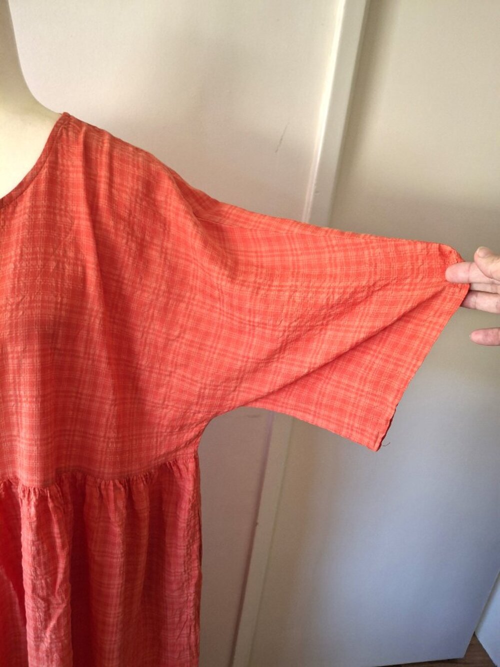 Loose-fitting orange boho-style viscose dress with pockets, size 3XL - Picture 4 of 8